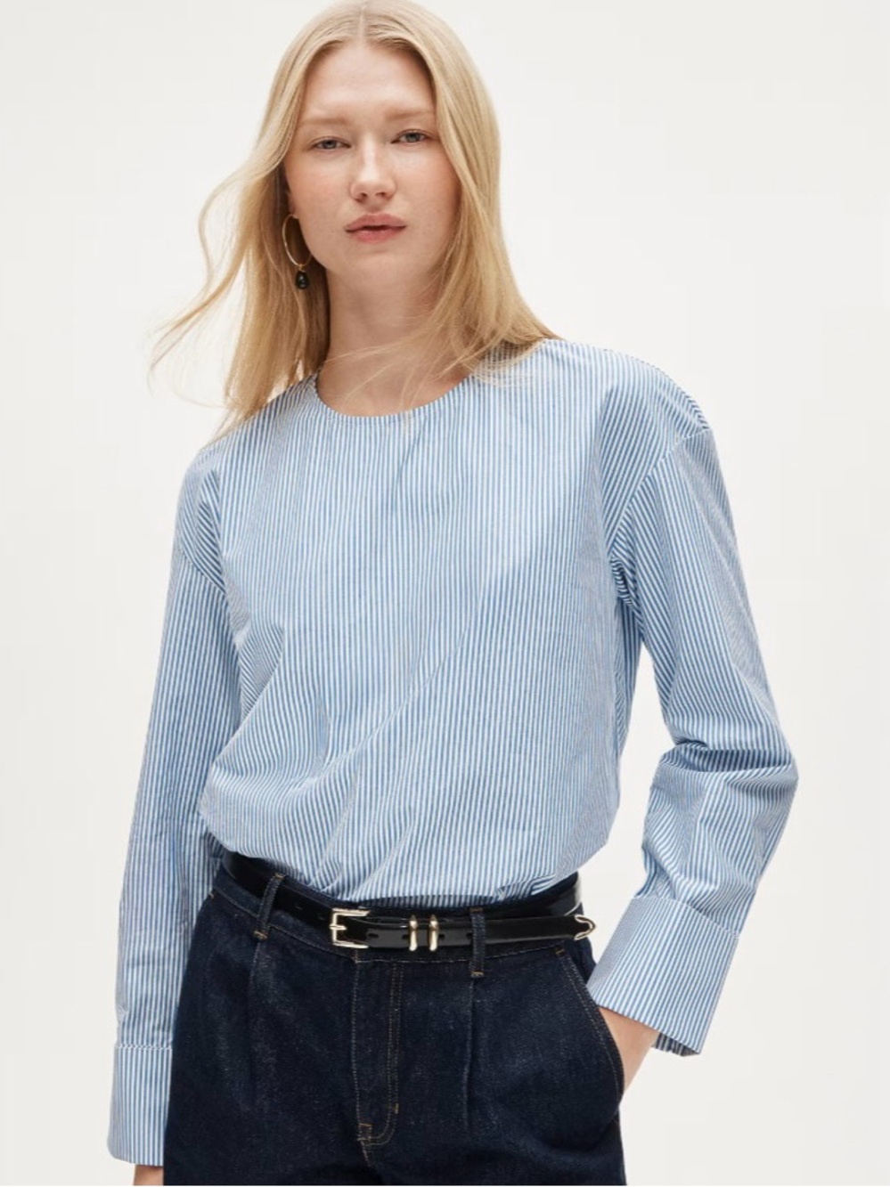 NWT J. Crew French Cuff Shirt Striped Cotton Poplin Bright Azurite Stripe